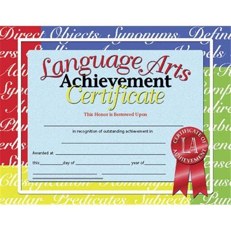 HAYES Hayes School Publishing H-Va685 Certificates Language Arts Achieve. H-VA685
